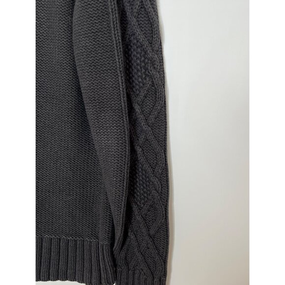 Eddie Bauer Cotton Blend Fishermans Cable Knit Turtle Neck Sweater Gray M‎ Tall - Picture 8 of 9